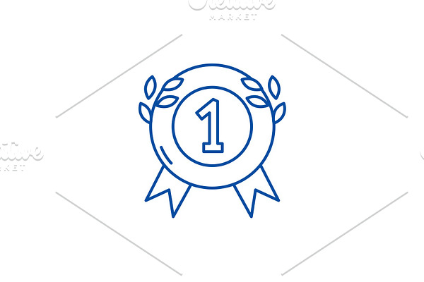 First place medal line icon concept