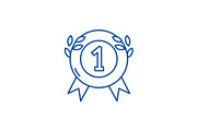 First place medal line icon concept