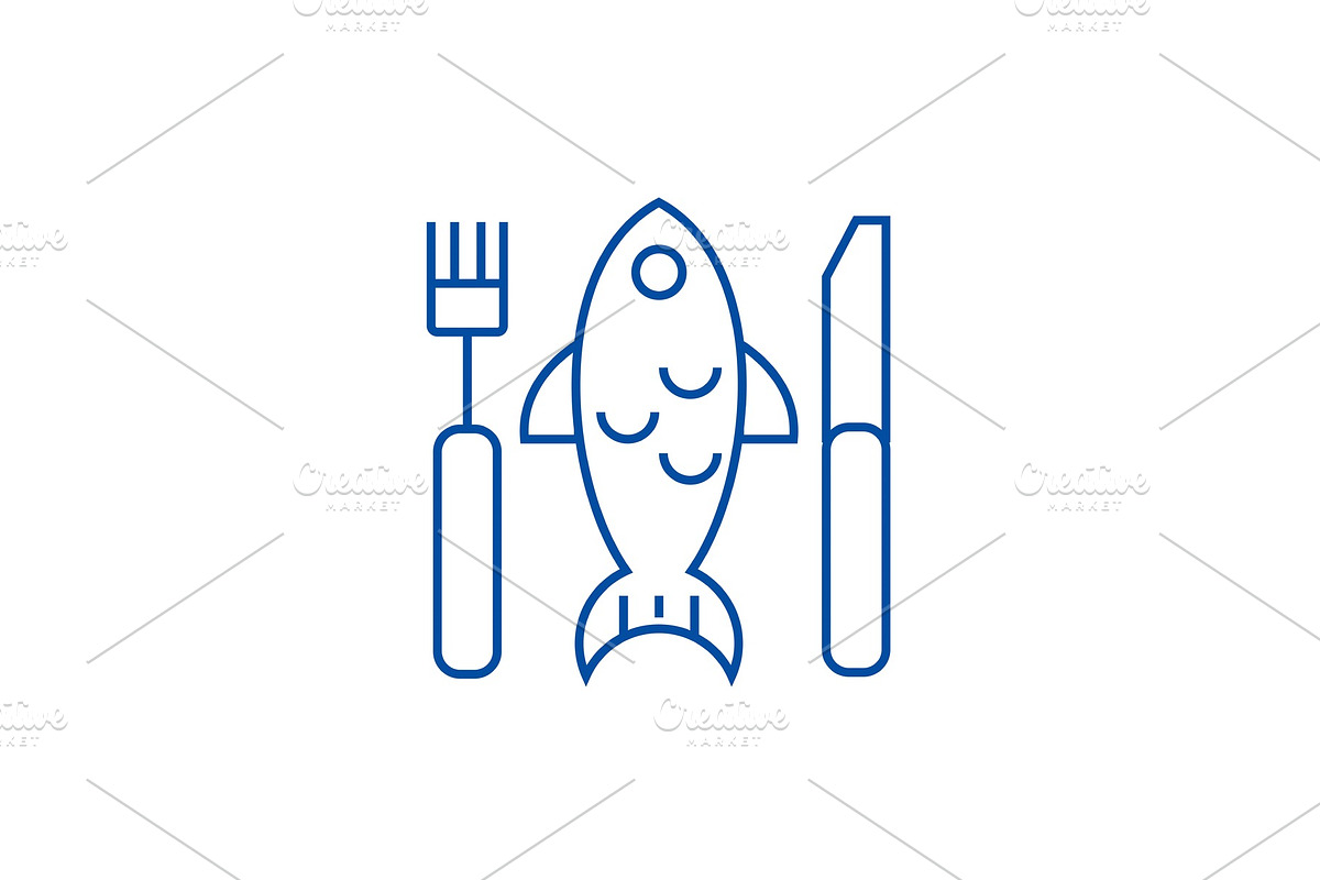 Fish dish line icon concept. Fish in Illustrations - product preview 8