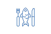 Fish dish line icon concept. Fish