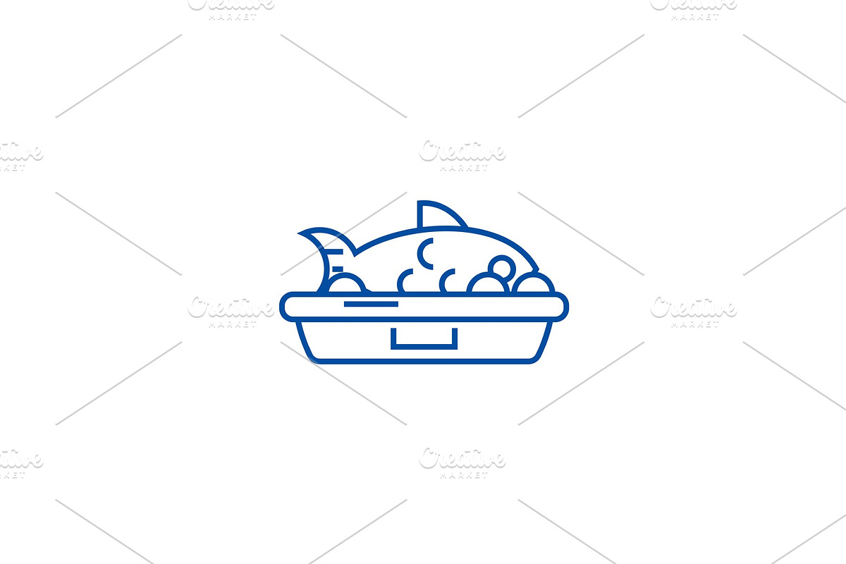 Fish food line icon concept. Fish in Illustrations - product preview 8