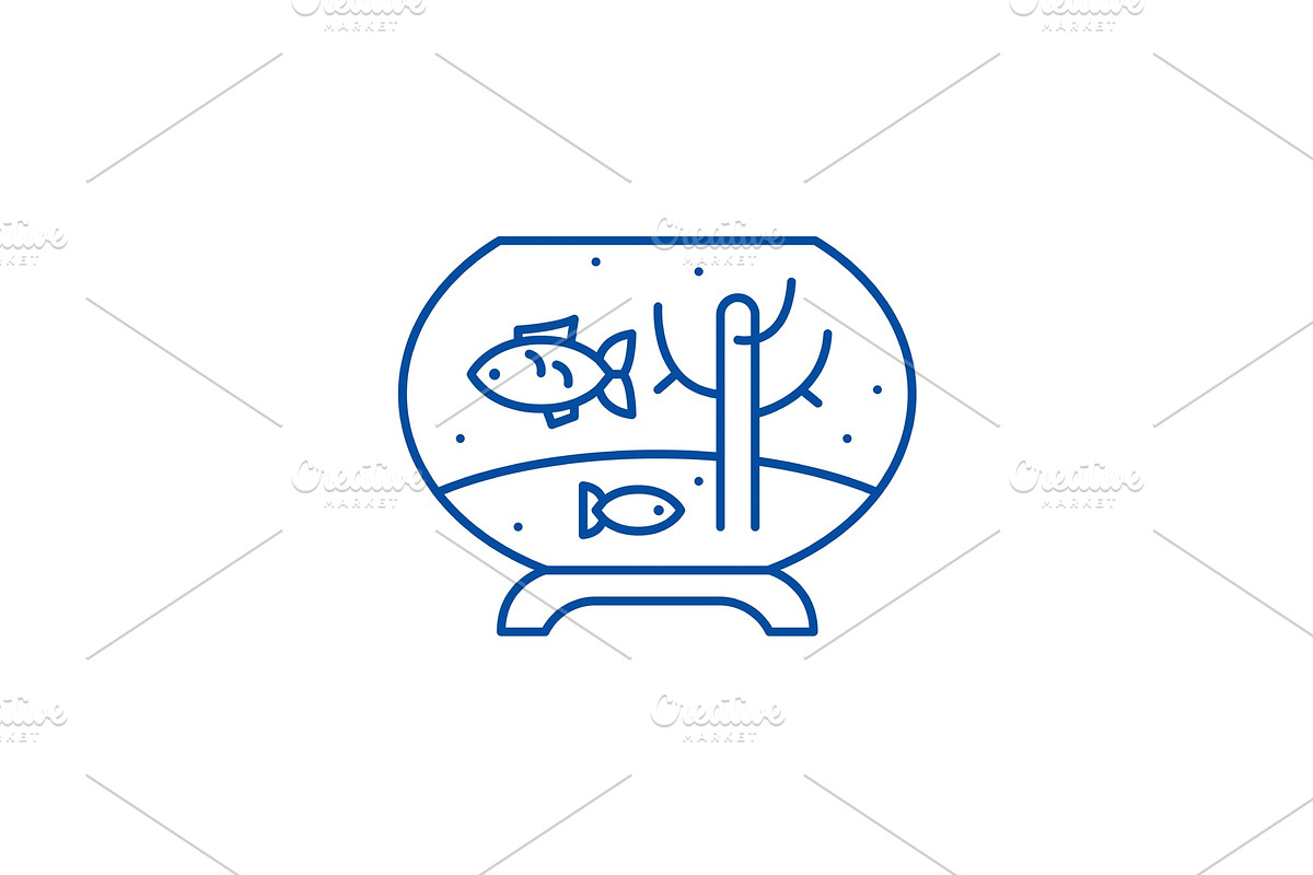Fish in the aquarium line icon in Illustrations - product preview 8