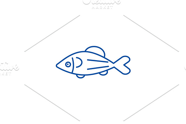 Fish salmon line icon concept. Fish