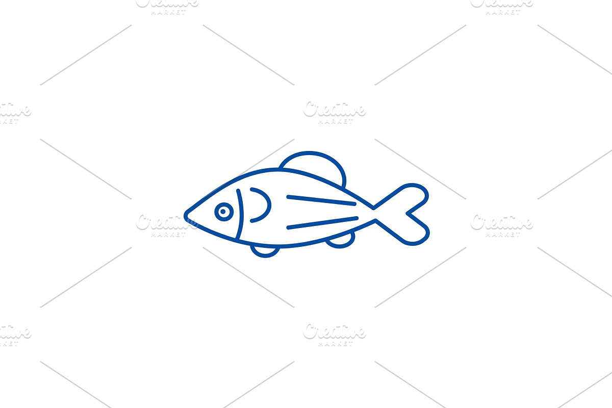 Fish salmon line icon concept. Fish in Illustrations - product preview 8