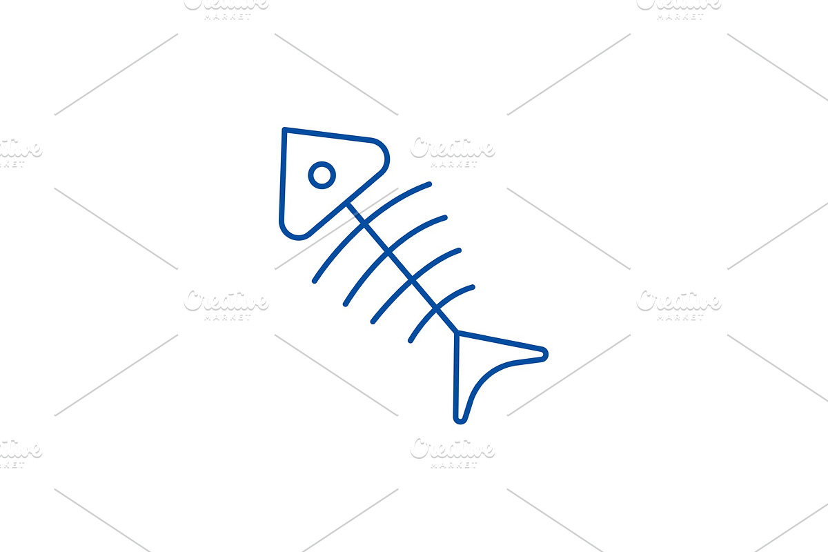Fish skeleton line icon concept in Illustrations - product preview 8