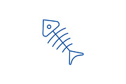 Fish skeleton line icon concept