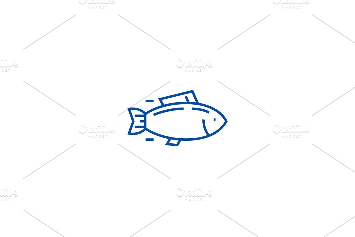 Fish,tuna line icon concept. Fish in Illustrations - product preview 8
