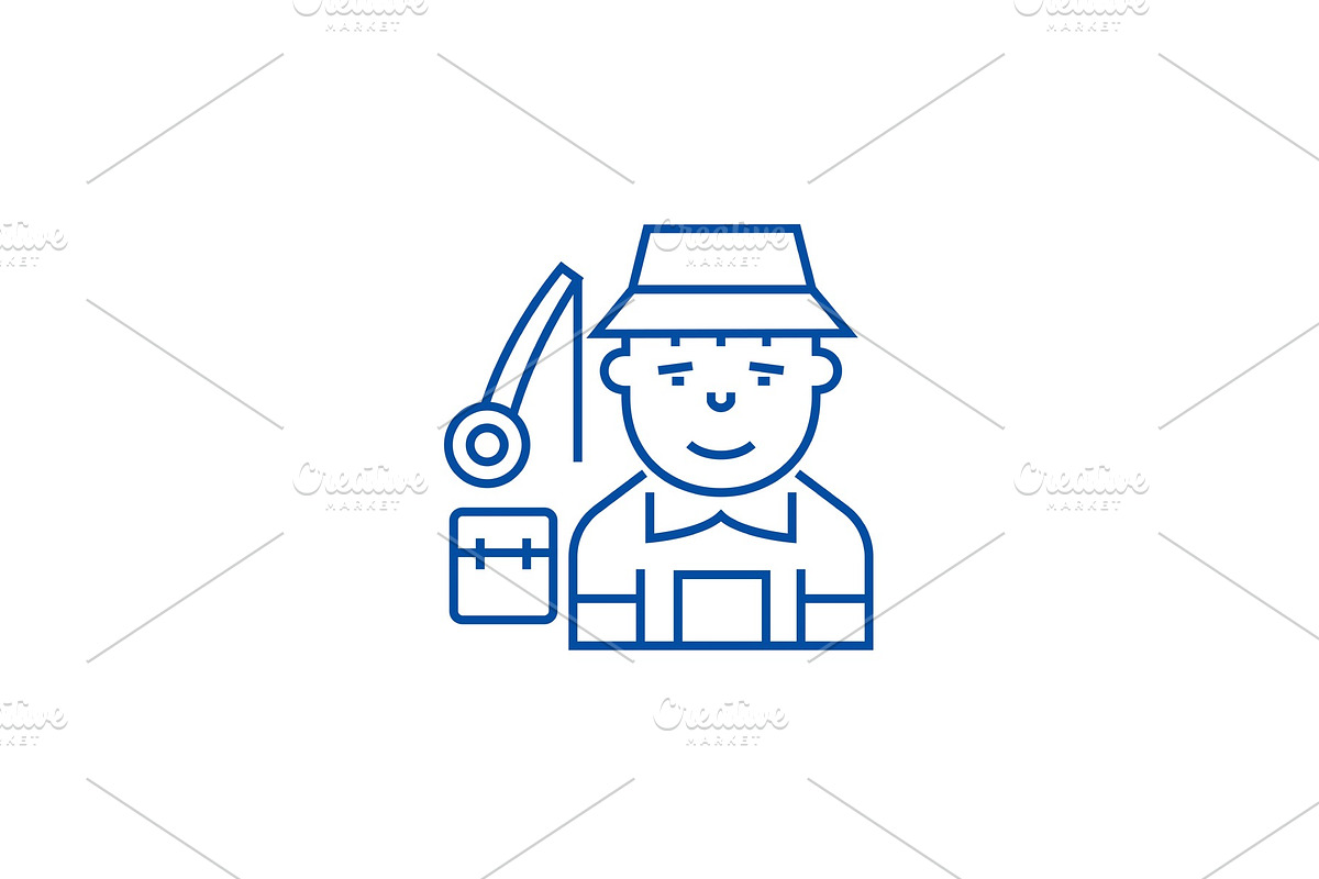 Fisherman line icon concept in Illustrations - product preview 8