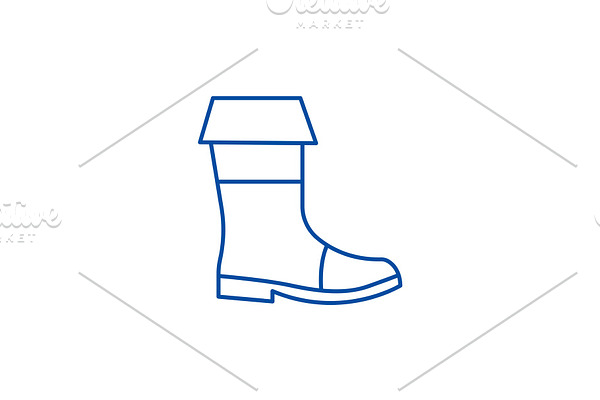 Fishing boots line icon concept