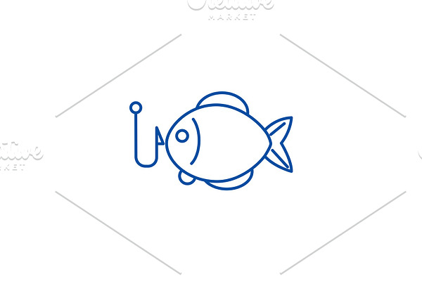 Fishing illustration line icon