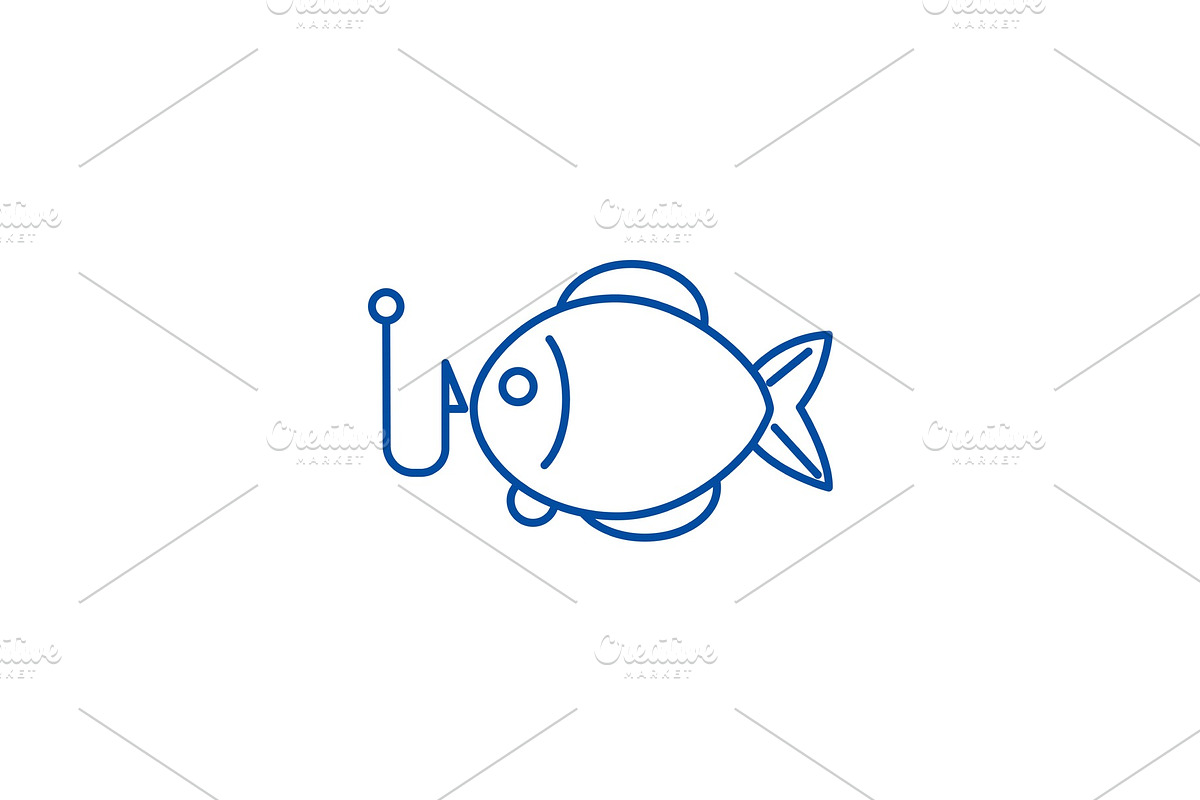 Fishing illustration line icon in Illustrations - product preview 8