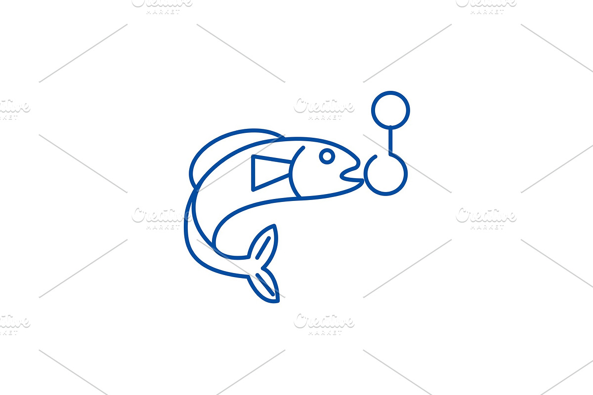 Fishing sign line icon concept in Illustrations - product preview 8