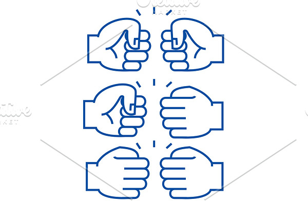 Fist bump line icon concept. Fist