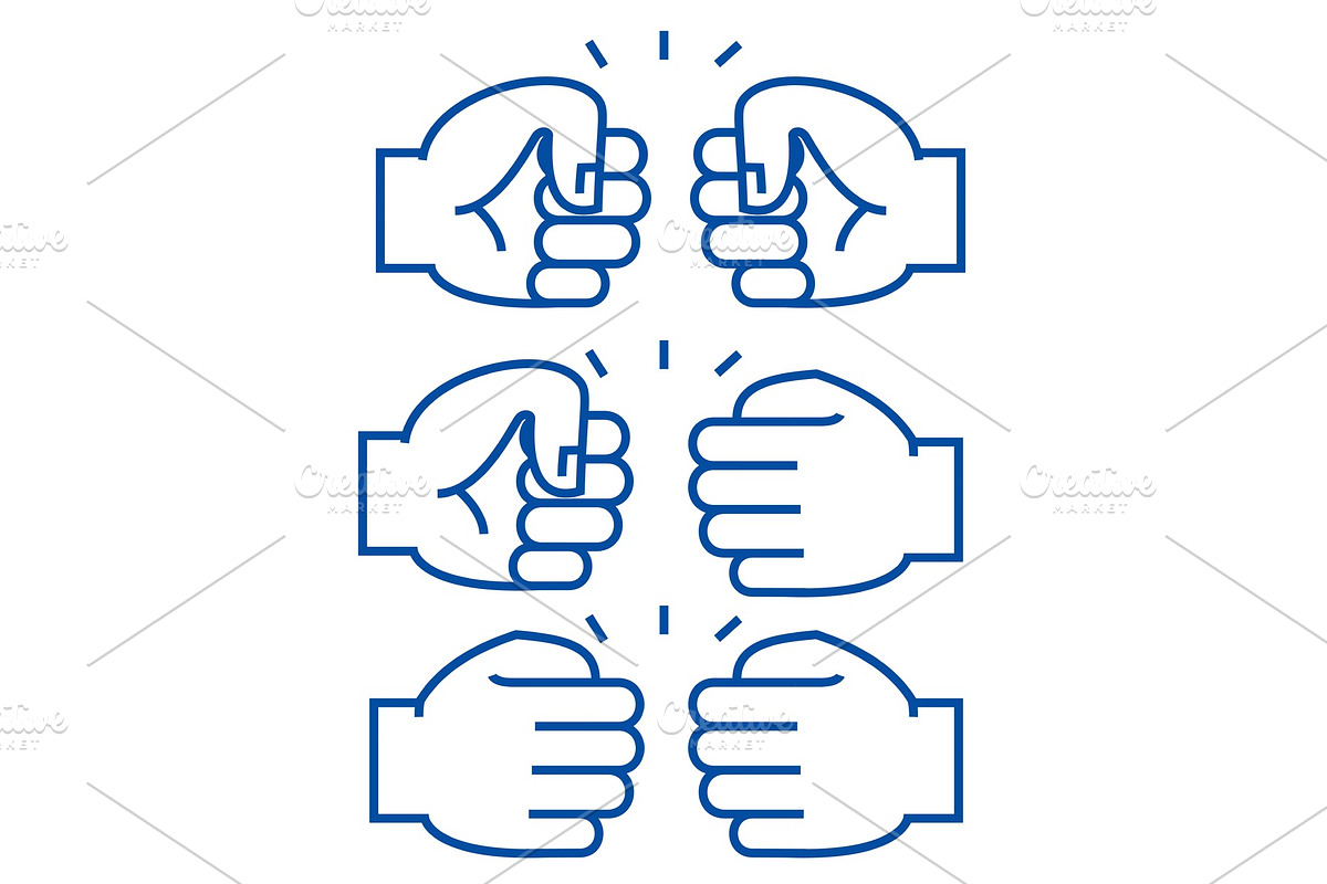 Fist bump line icon concept. Fist in Illustrations - product preview 8