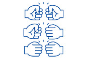 Fist bump line icon concept. Fist