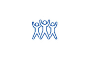 Fitness group, aerobics line icon