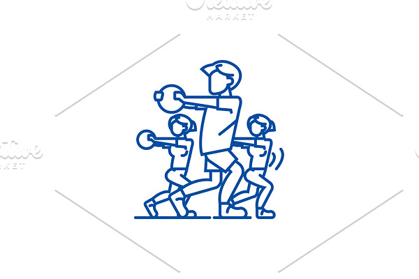 Fitness people,gym line icon concept