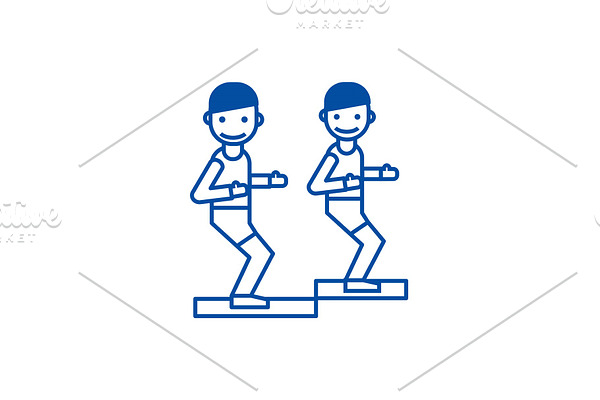 Fitness trainer,coach,gym line icon