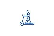 Fitness treadmill line icon concept