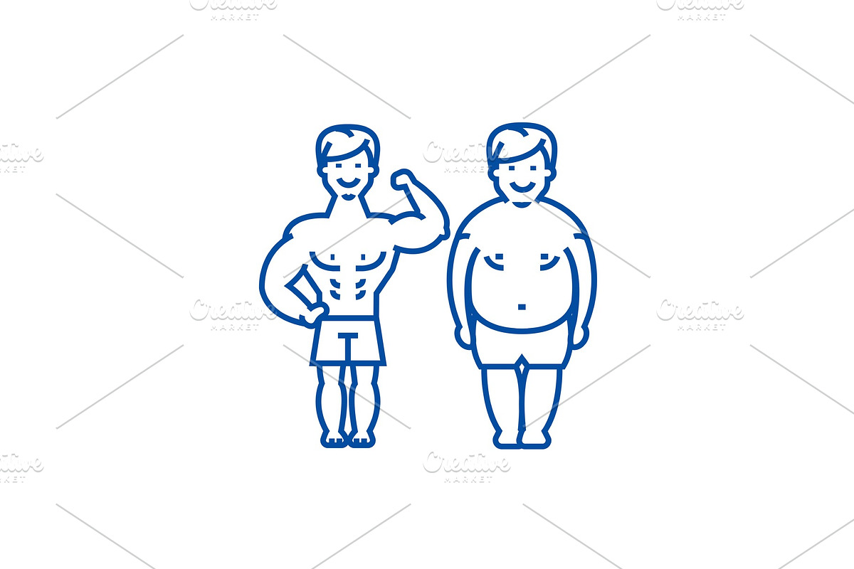 Fitness,before and line icon concept in Illustrations - product preview 8