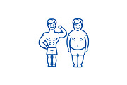 Fitness,before and line icon concept