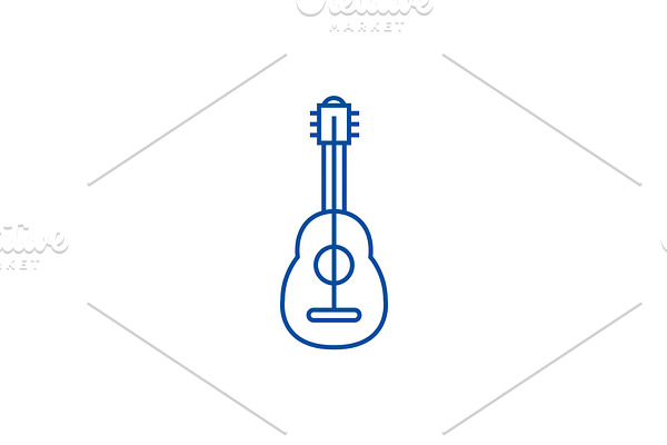 Flamenco guitar line icon concept