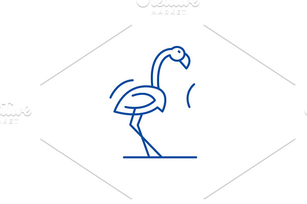 Flamingo line icon concept. Flamingo