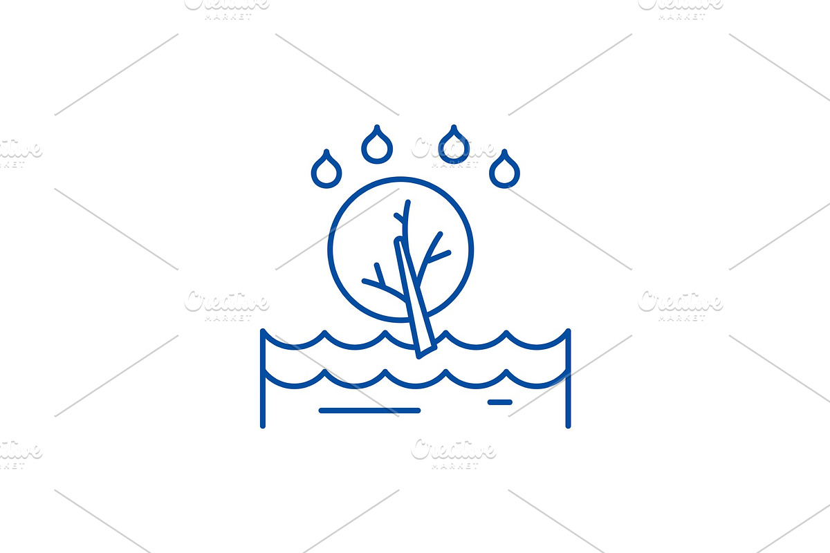 Flood line icon concept. Flood flat in Illustrations - product preview 8