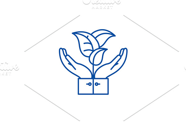 Flora support line icon concept