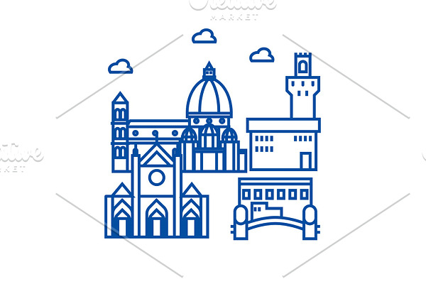 Florence italy line icon concept
