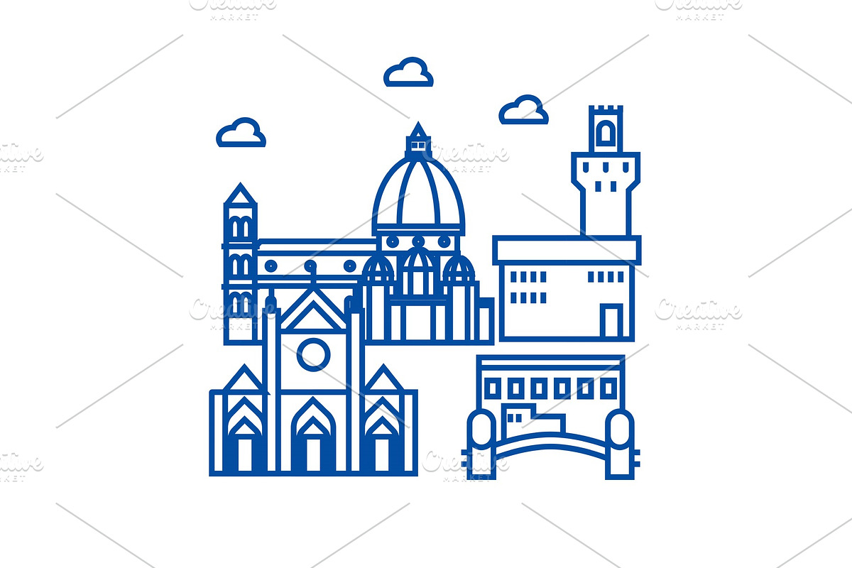 Florence italy line icon concept in Illustrations - product preview 8