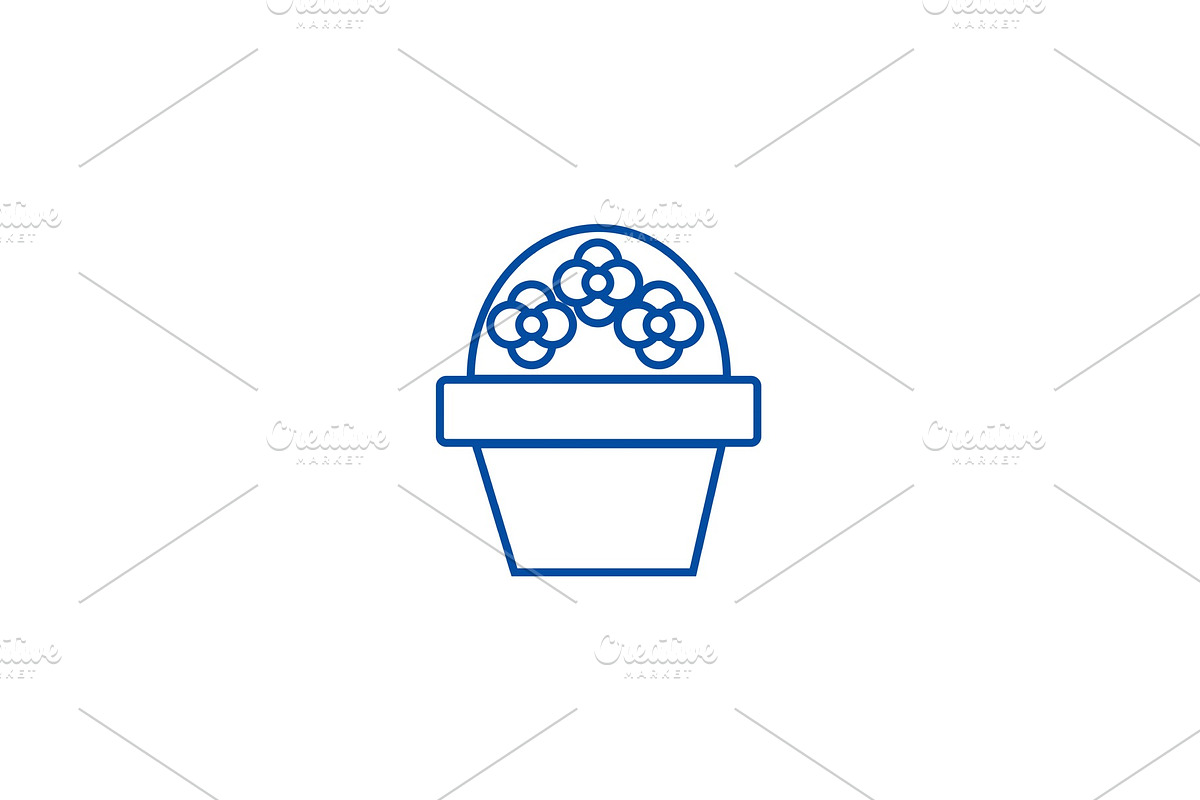 Flower brush pot line icon concept in Illustrations - product preview 8