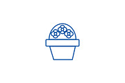 Flower brush pot line icon concept