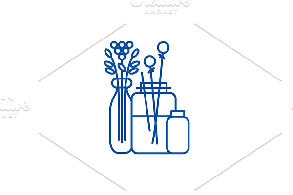 Flowers in the interior line icon