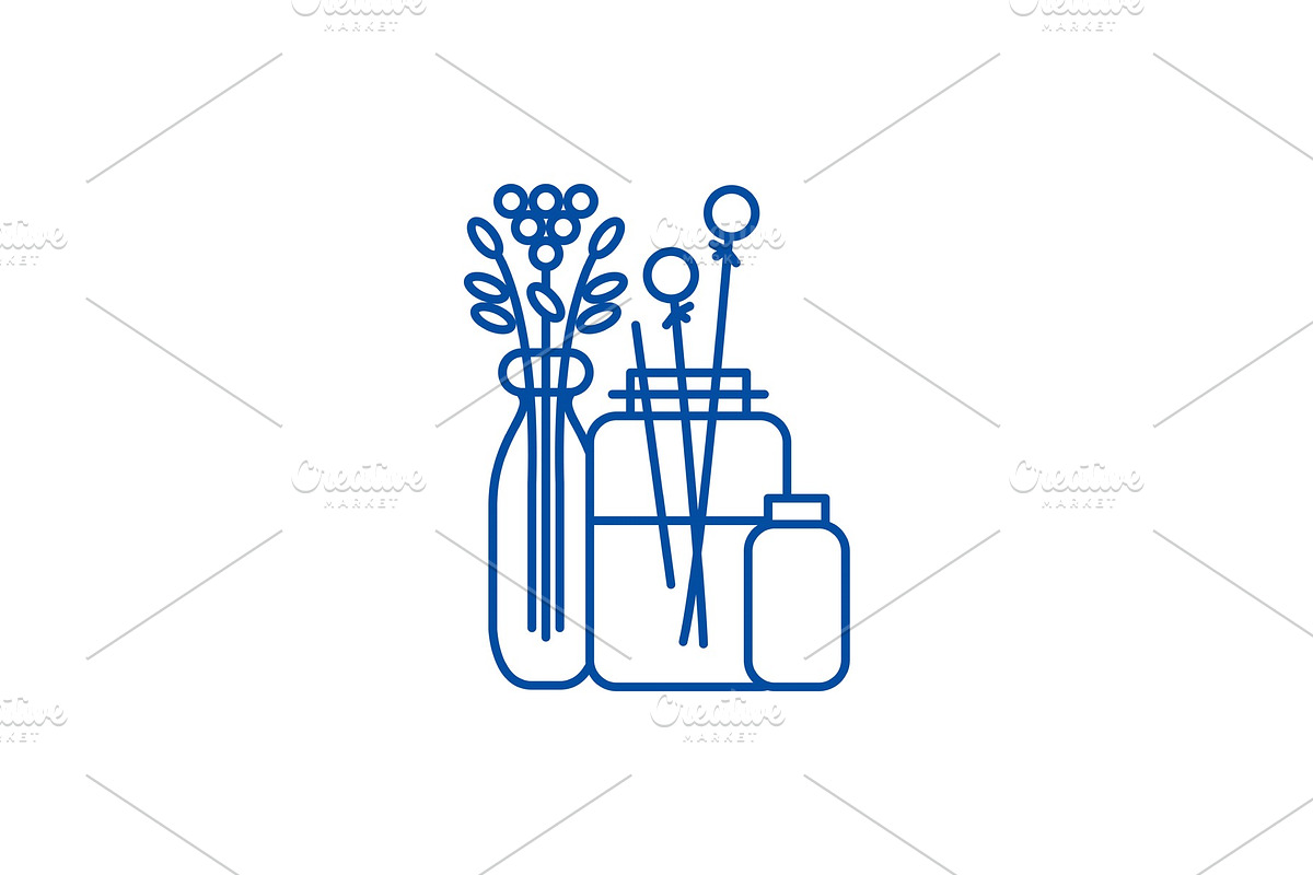 Flowers in the interior line icon in Illustrations - product preview 8