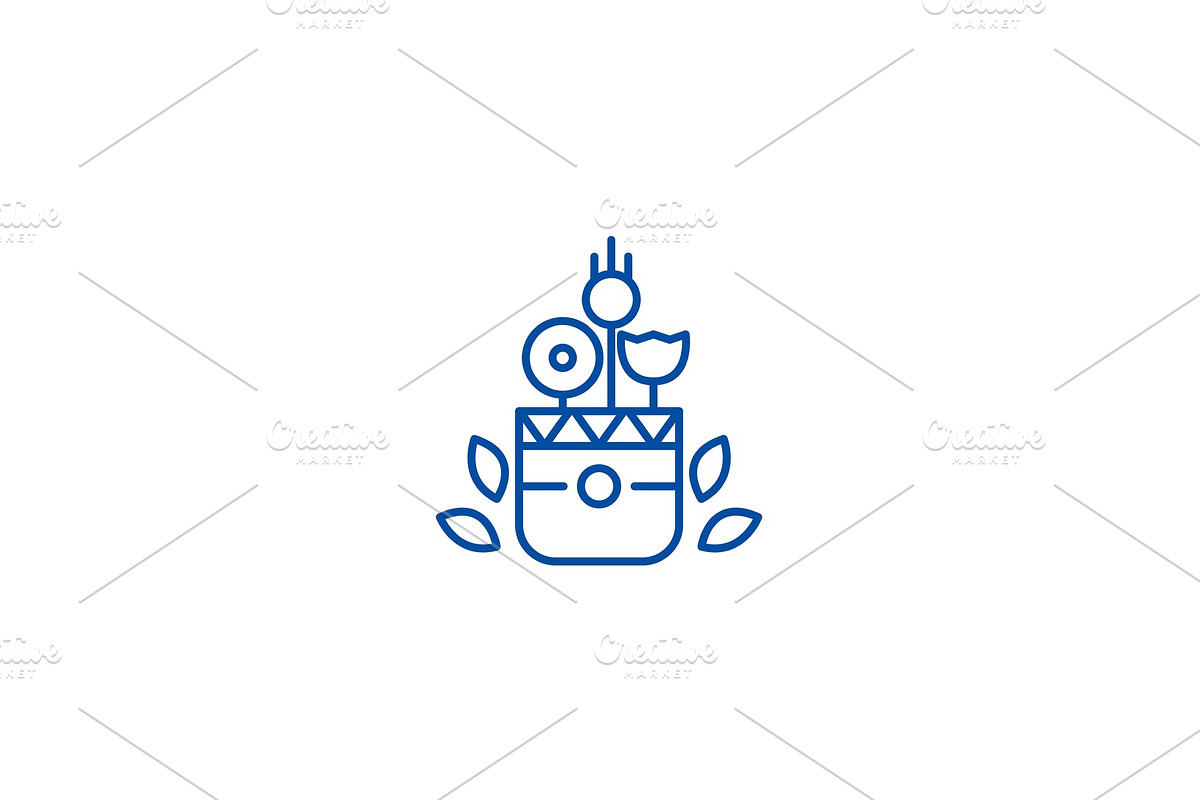 Flowers pot line icon concept in Illustrations - product preview 8