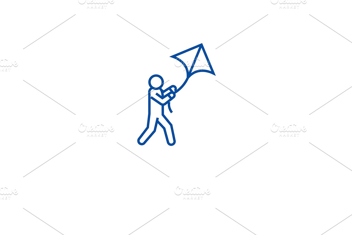 Flying kite line icon concept in Illustrations - product preview 8