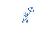 Flying kite line icon concept