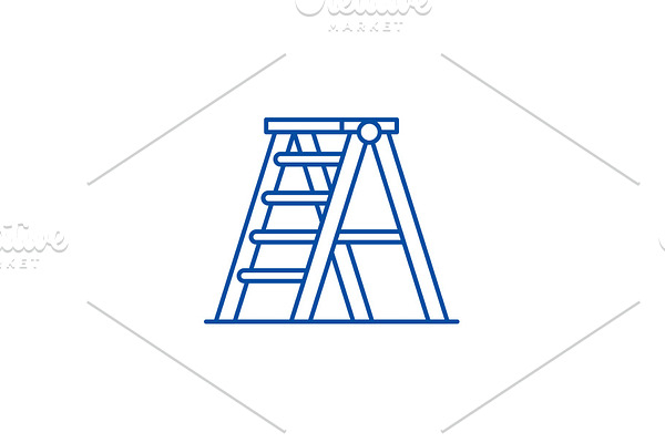 Folding ladder line icon concept