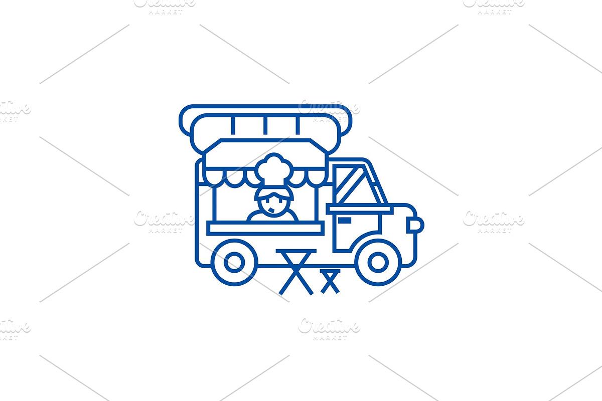 Food truck,street mobile kitchen in Illustrations - product preview 8