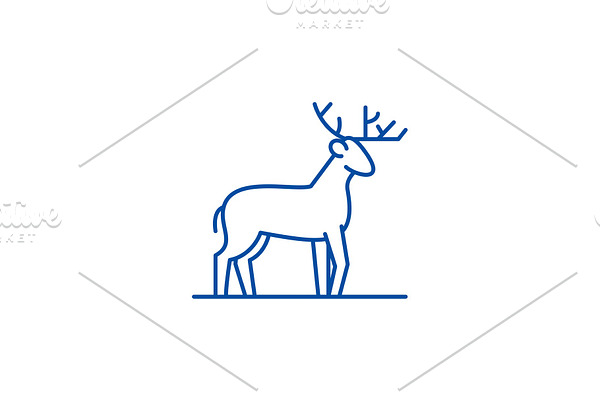 Forest deer line icon concept