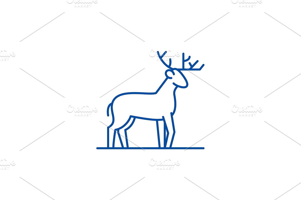 Forest deer line icon concept in Illustrations - product preview 8