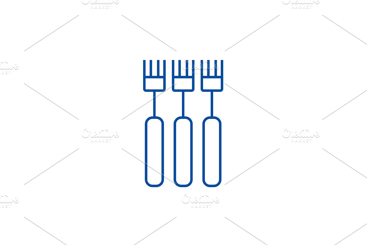 Fork line icon concept. Fork flat in Illustrations - product preview 8