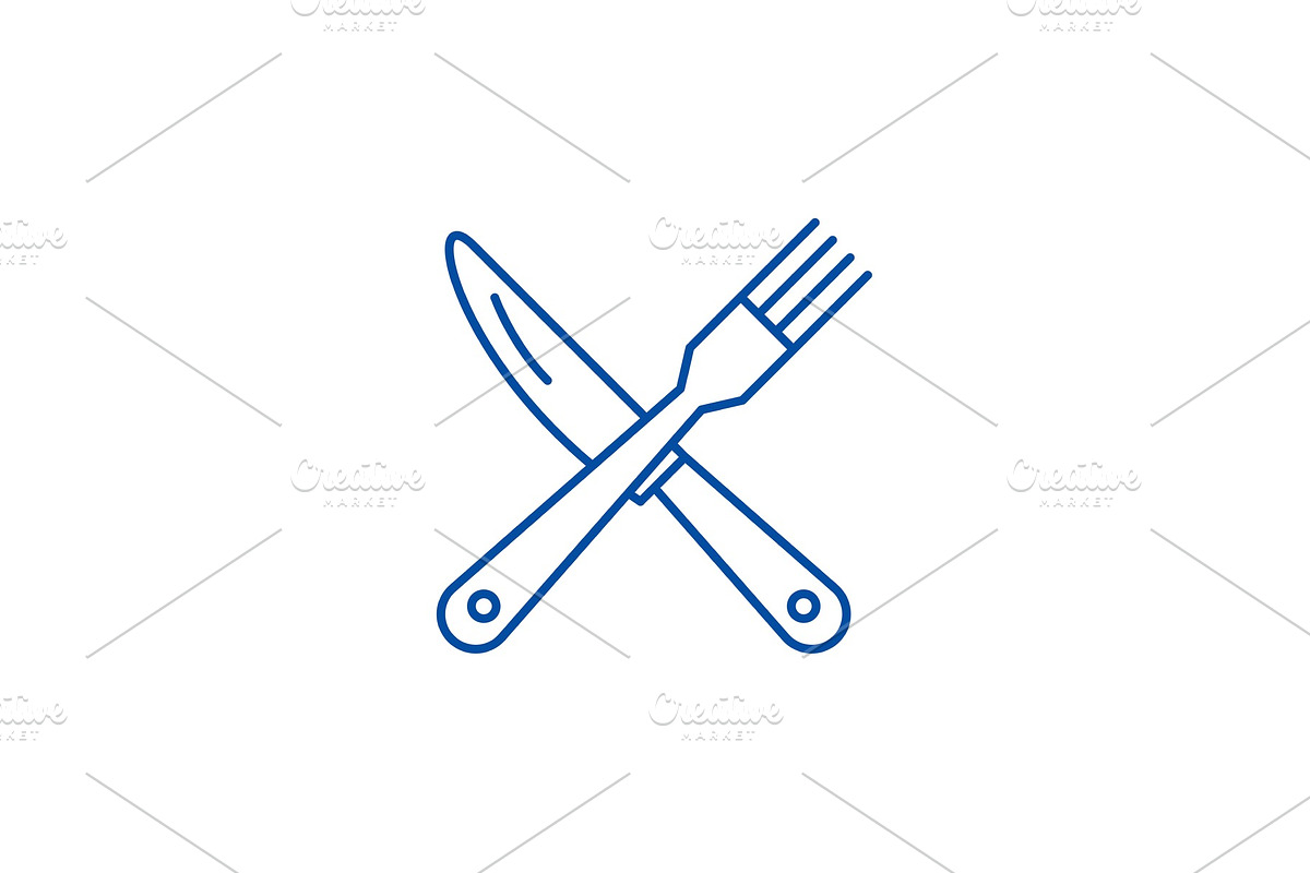 Fork and knife line icon concept in Illustrations - product preview 8