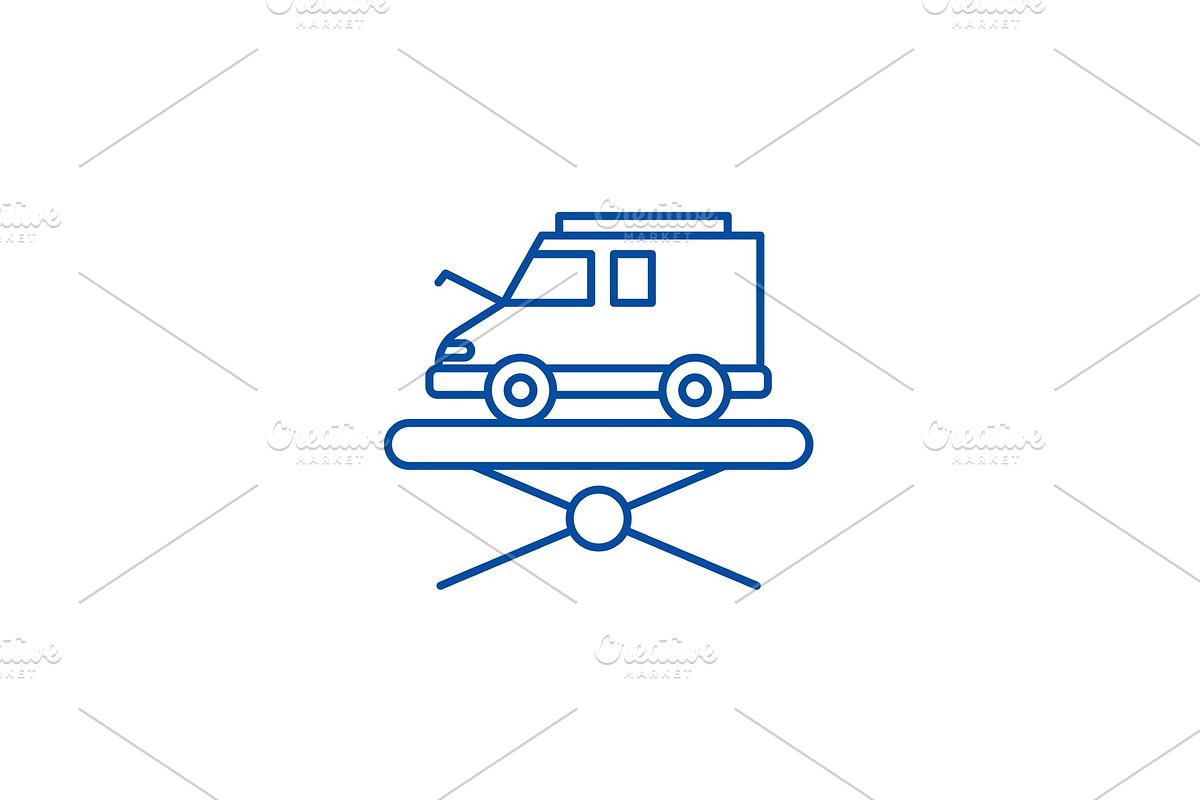 Forklift line icon concept. Forklift in Illustrations - product preview 8