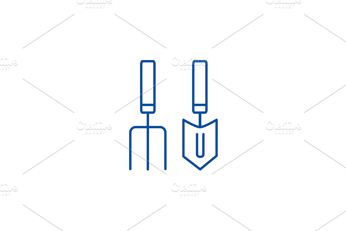 Forks, mini trowel line icon concept in Illustrations - product preview 8