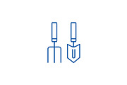 Forks, mini trowel line icon concept