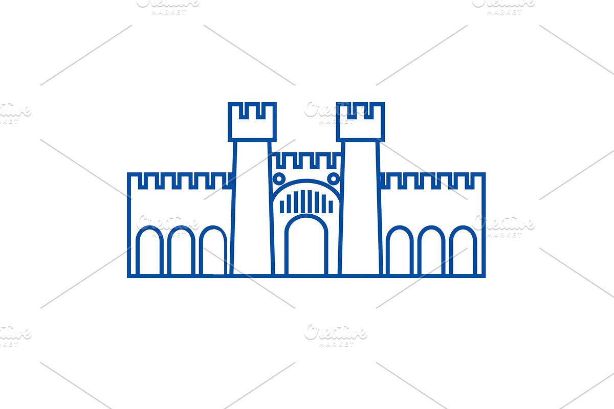 Fortress illustration line icon in Illustrations - product preview 8
