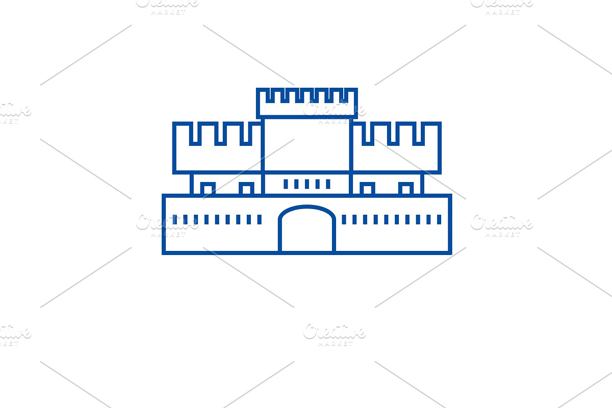 Fortress sign line icon concept in Illustrations - product preview 8