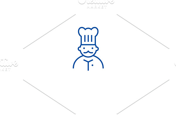 French chef line icon concept
